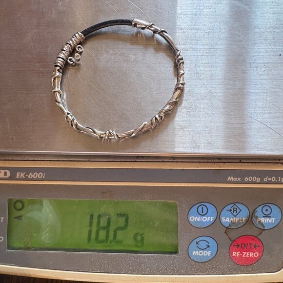 VTG Sterling Silver 925 Wrap Design Leather Cord Bracelet Size 7.5" Fit - Picture 8 of 8